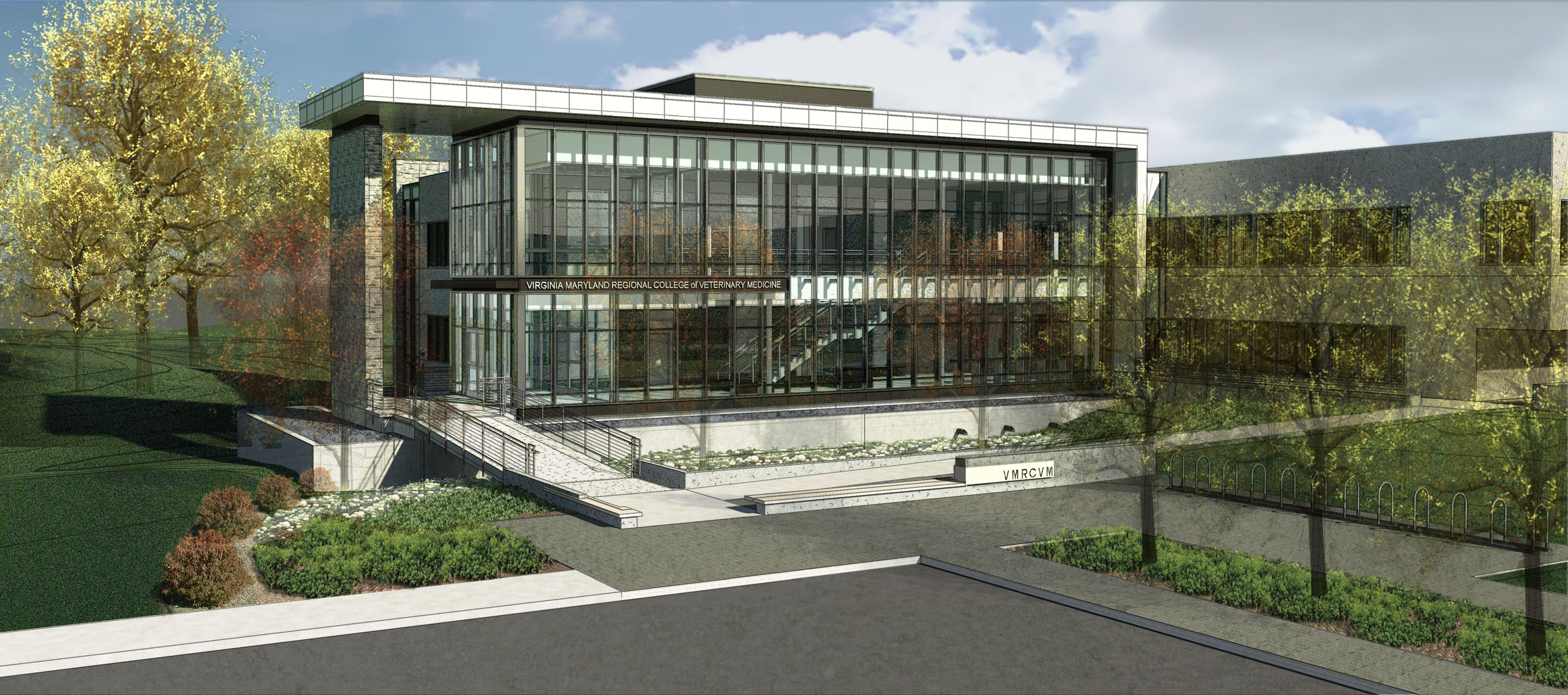 The Veterinary Medicine Instruction Addition, as depicted in this rendering, is the second major addition under way on the veterinary college's Virginia Tech campus.
