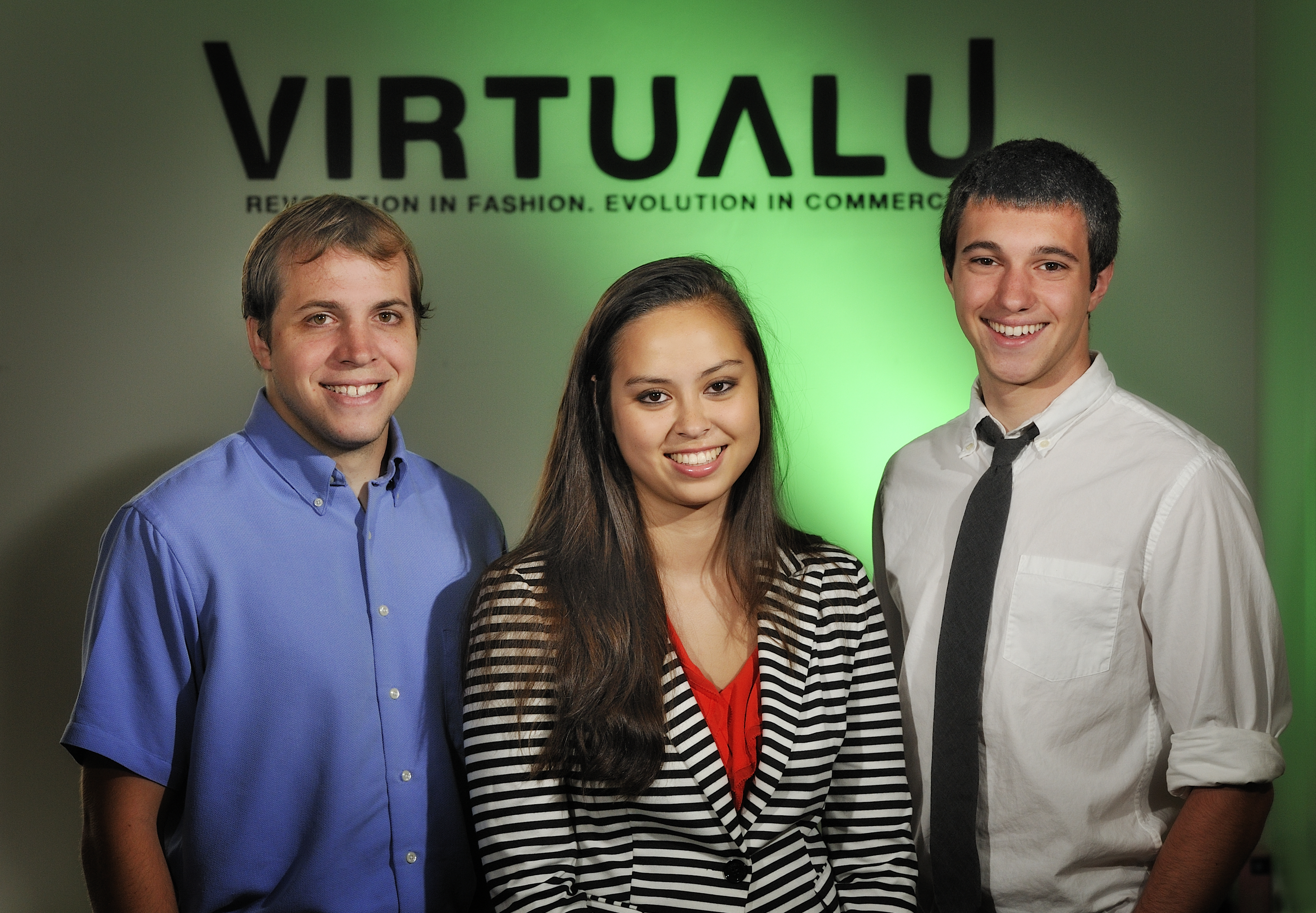 The VirtualU co-founders are (left to right) Louis Cirillo, Caroline Pugh, and Nick Gagianas.