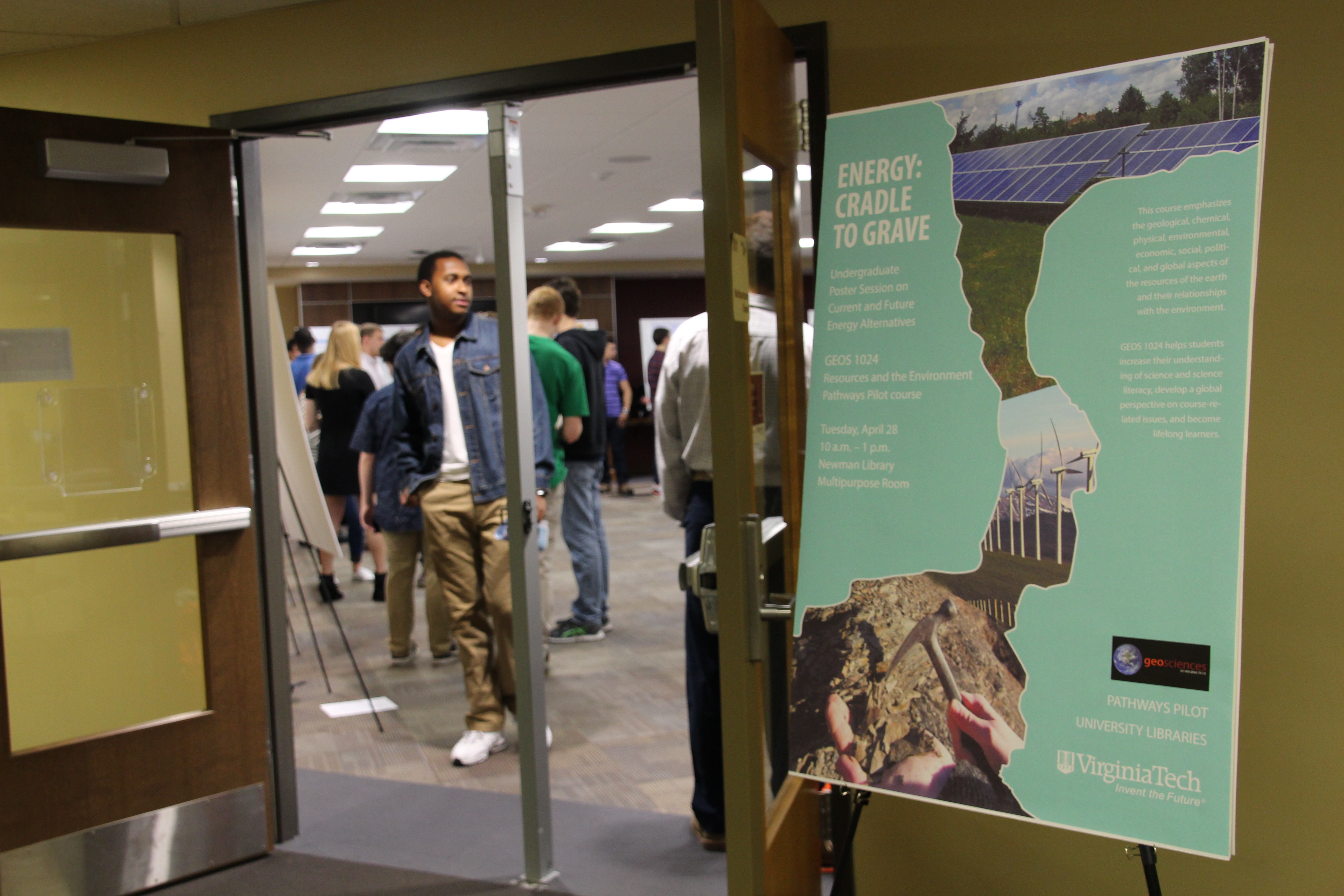 A poster presentation at Newman Library