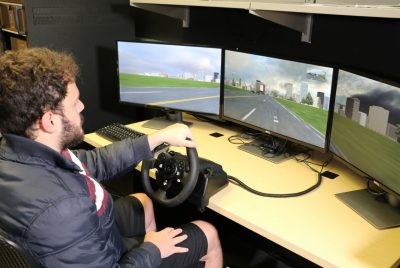 A desktop driving simulator in the Autonomous Systems and Intelligent Machines Laboratory