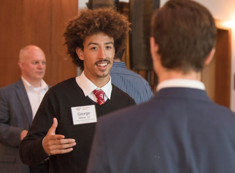 Virginia Tech freshman George Wenn at a gathering of Beyond Boundaries Scholars and donors