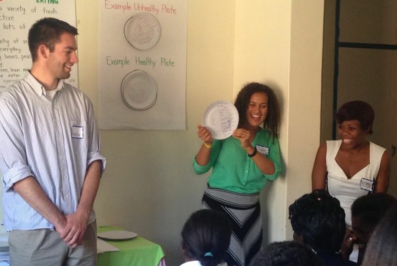 Taylor Allen leads a discussion on healthy eating during an internship in South Africa.