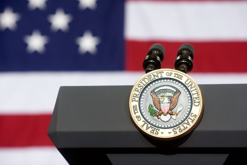 Image of U.S. Presidential Seal on Podium 