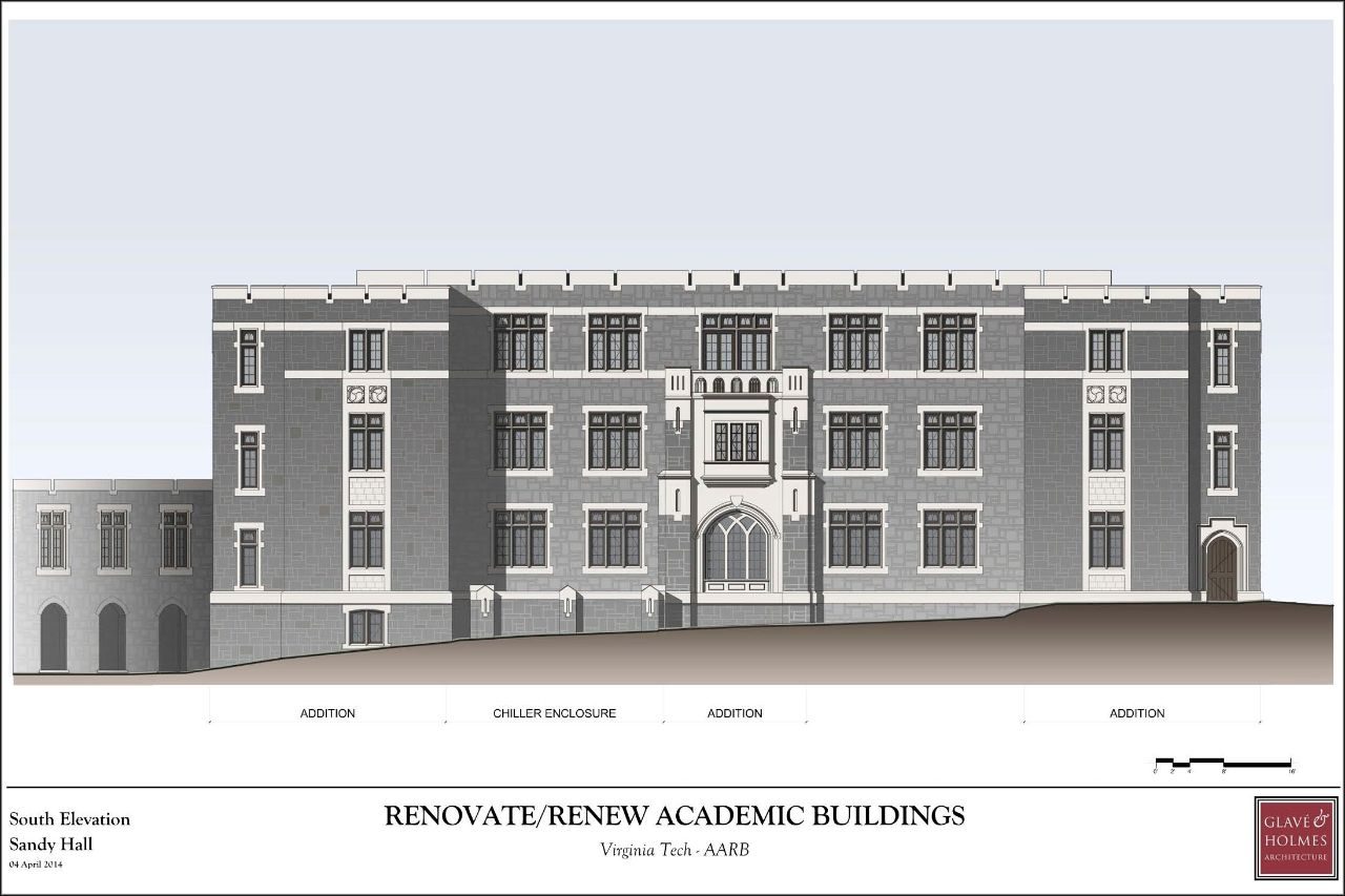 Renovate/Renew Academic Buildings | South Elevation Sandy Hall