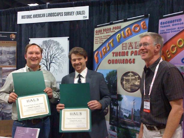 Members of the landscape architecture team show their award 