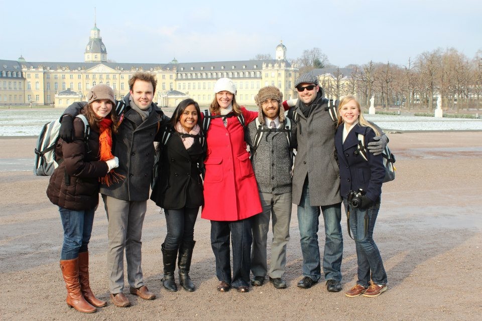 Group of students in front of Karlsruhe Palace