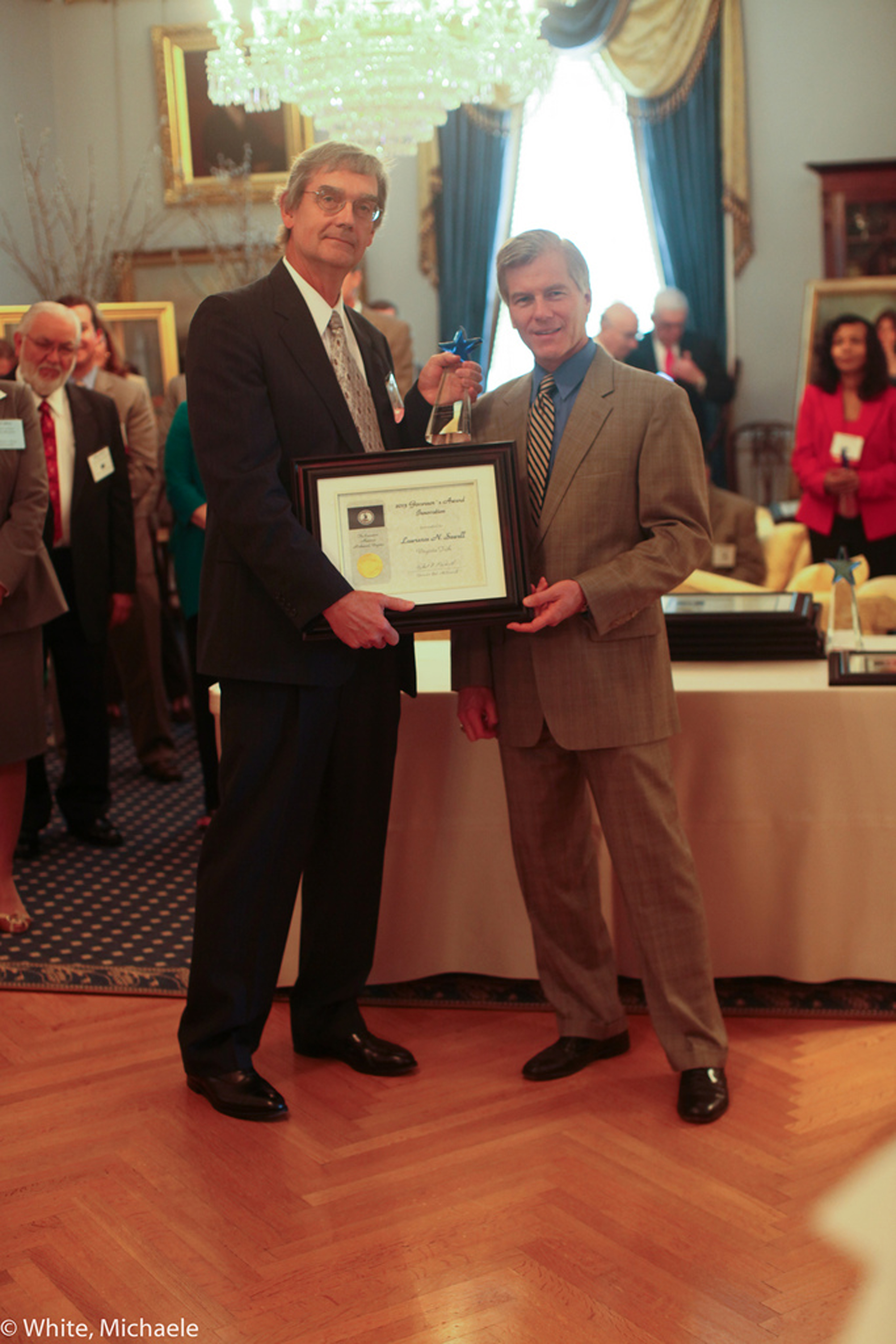 Gov. Bob McDonnell presented Lawrence Sewell with the Governor’s Award for Innovation during a ceremony at the Executive Mansion in Richmond, Va., on June 28.