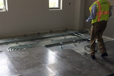 The classrooms have a raised floor construction, which allows flexibility to update the technological capacity of the rooms more easily in the future.