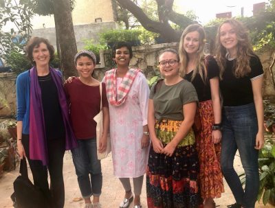 Bonnie Zare and students with Anusha Bharadwaj, director of Voice 4 Girls Center in India.