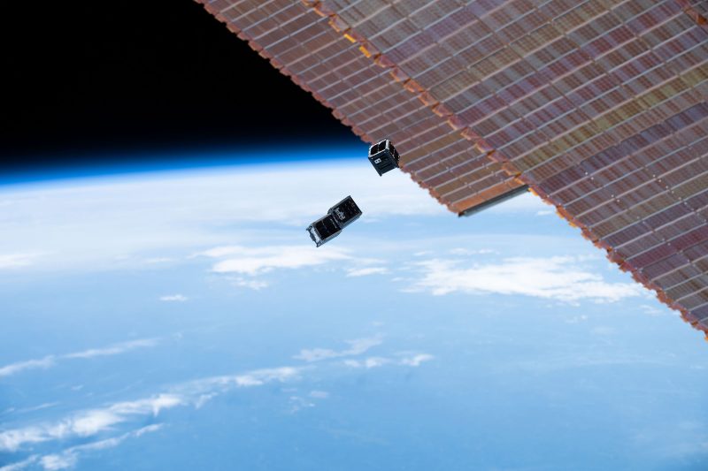 Cubesat satellite in space