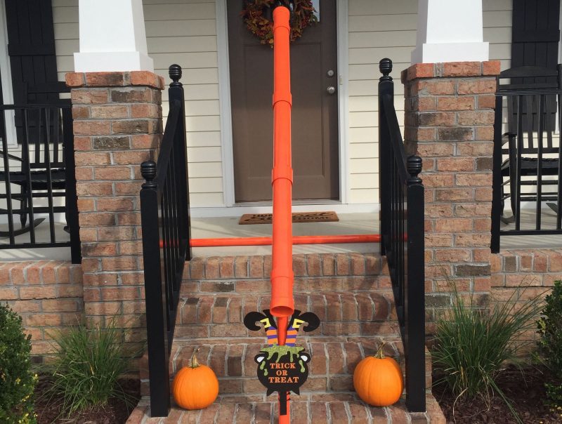 Chris and Nicole Minor made a candy slide out of PVC pipes at their home in Ashland, Virginia, to make way for contactless trick-or-treating this Halloween. Photo provided by Chris Minor.