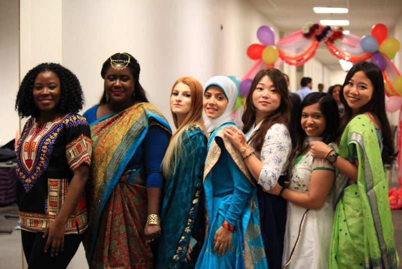 left to right: Kayla Asonganyi, Maxine Kwarteng, Amanda Baden, Farida Mohamed, DoYoung Kim, Touhi Zaman, and Tsai Yu Hsu. All are master’s students in hospitality and tourism management, except for Zaman, who is an MBA student.