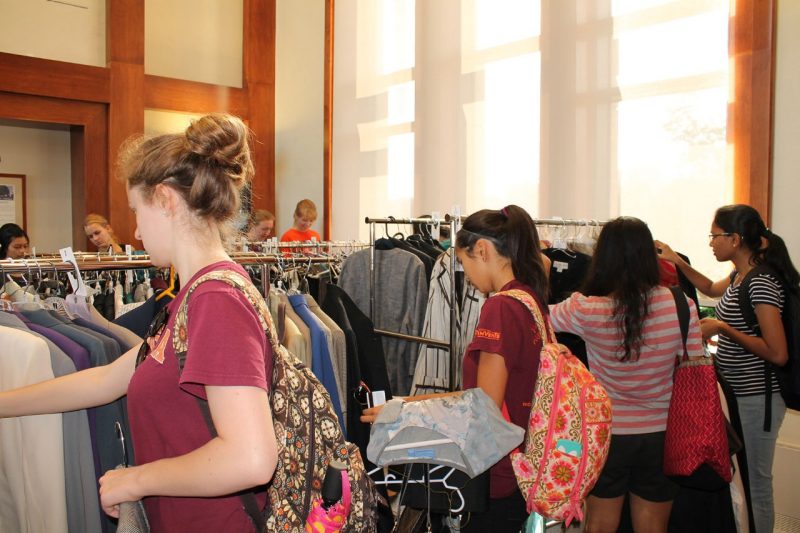 Students choosing professional wear at Career Outfitters