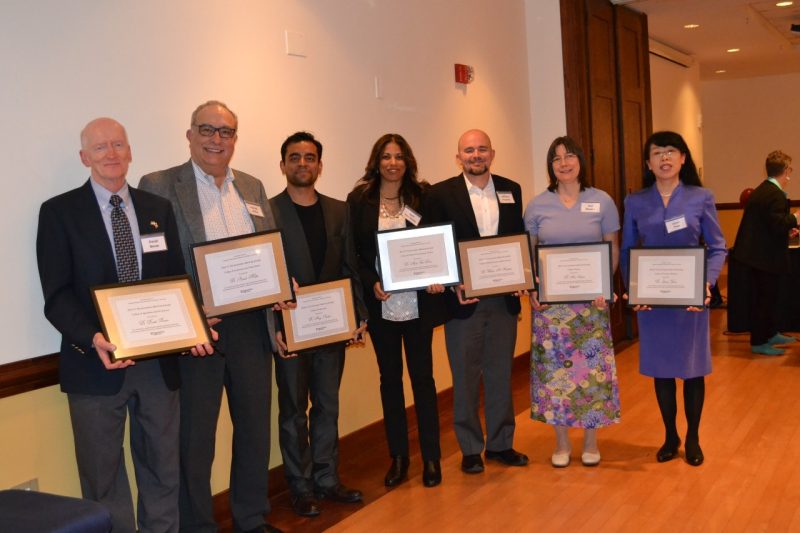 photo of the 2017 Graduate School Outstanding Faculty Mentor award winners with their plaques