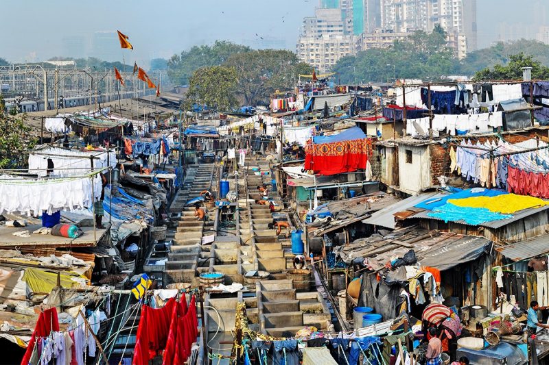 A low-income neighborhood in Delhi, India