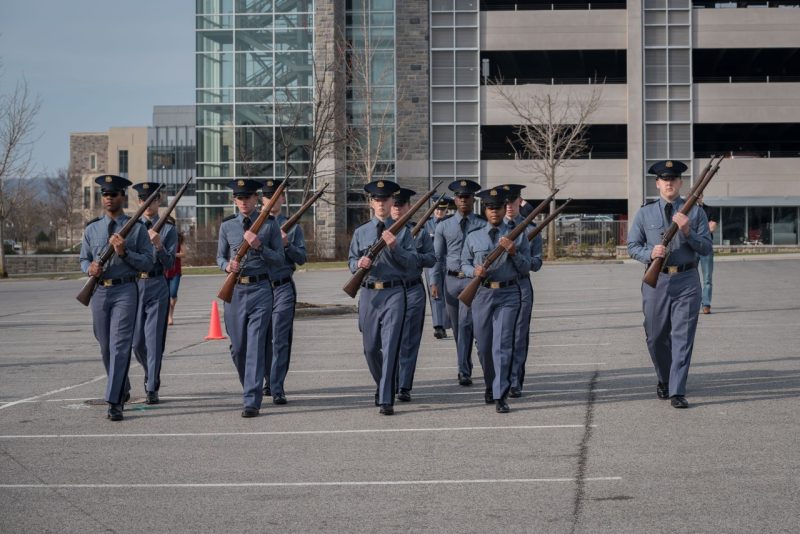 Cadets compete in the the annual Jaffe Eager Squad drill competition.