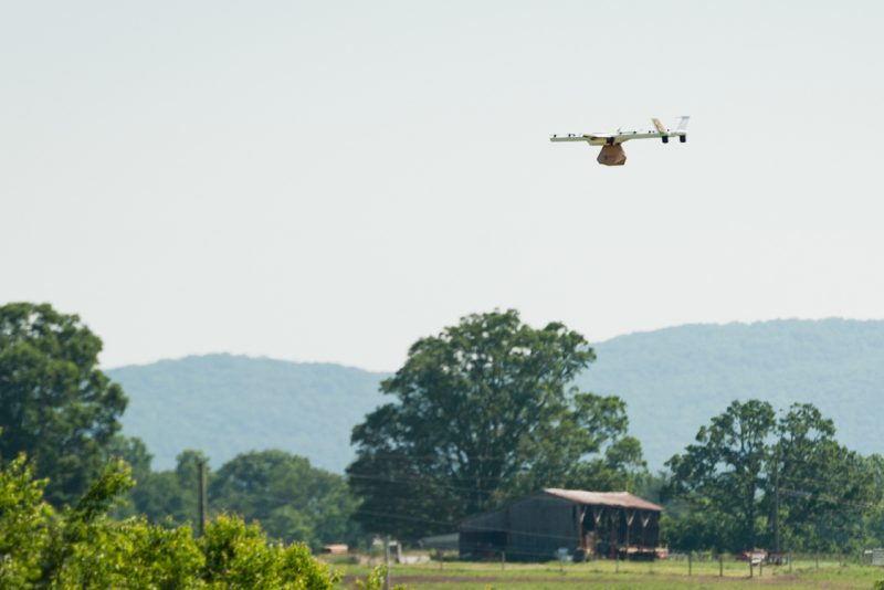 drone over farmland