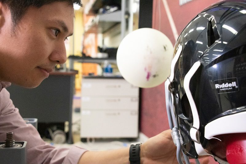 Testing youth football helmets at Virginia Tech