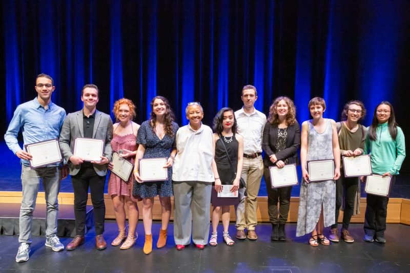 Pictured from left are Karim Eltawansy, Kyle Siecker, Emily Webb, Susan Rodriguez, Nikki Giovanni, Valerie Tran, Samuel James, Julia Simpson, Hannah Wynne, Cam Wheatley, and Avy Zhao.