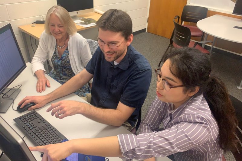 Andrea Dietrich, Chreston Miller, and Wenchuo Yao discuss the recovered data in the University Libraries' Data Transformation Lab