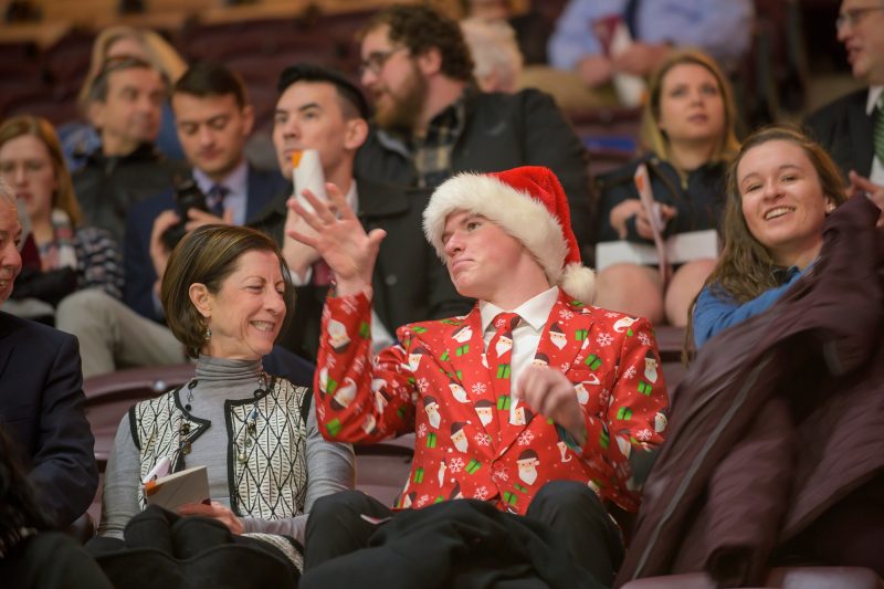 With commencement occurring during the holiday season, many family members wore festive outfits. 