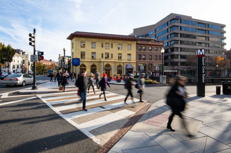 Pedestrians walking in the D.C. metro region