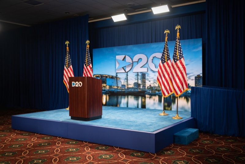 Image of Democratic convention podium for virtual convention 