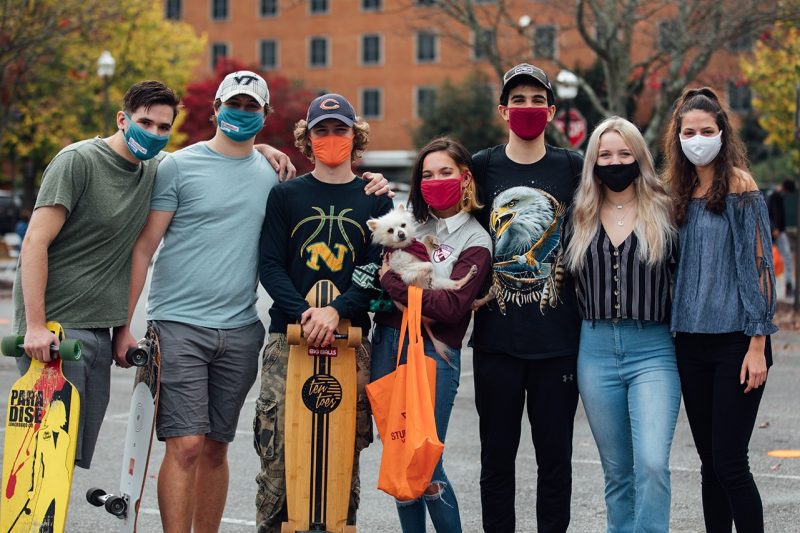Students wearing masks at Fall Fest