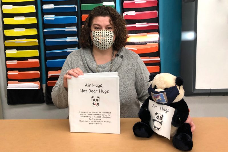 A graduate of the Virginia Tech School of Education, Karen Mumaw has written “Air Hugs, Not Bear Hugs,” a storybook featuring a young panda bear learning to cope with COVID-19 restrictions in school.